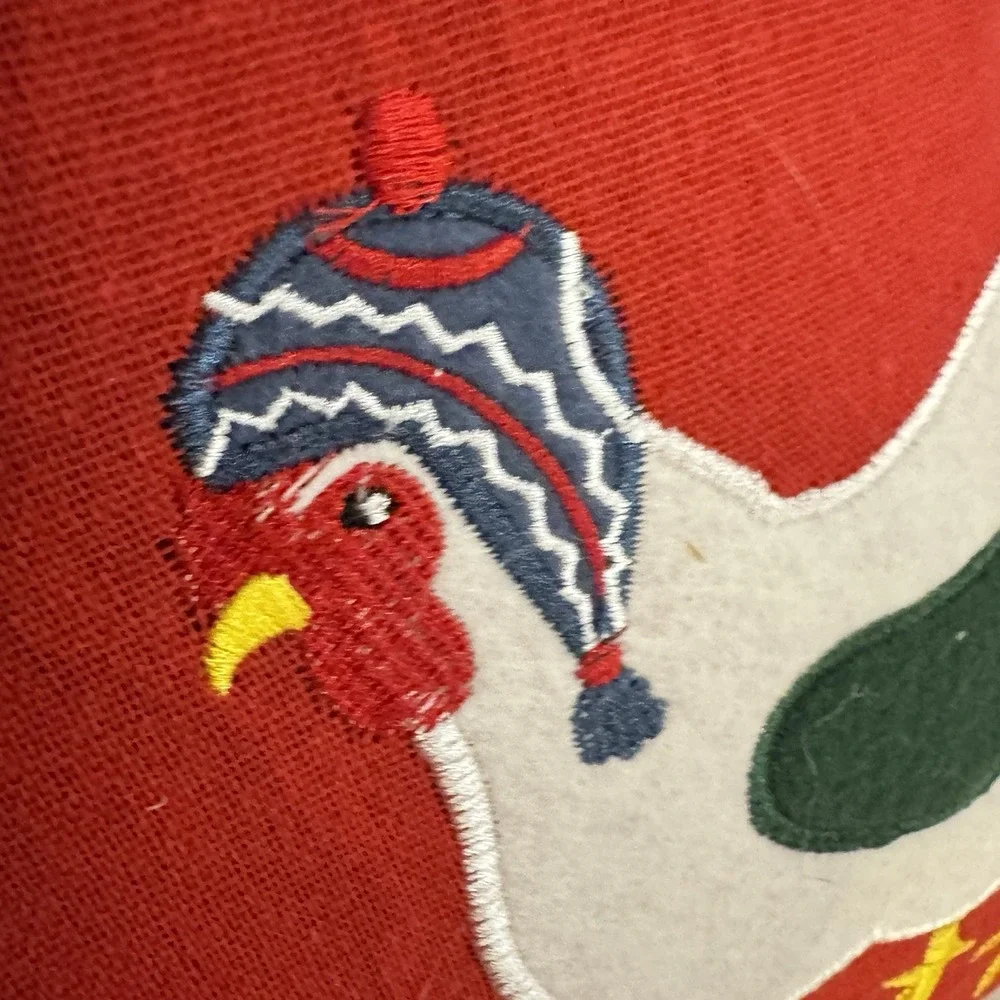 New Chicken Christmas Linen Throw Pillow Red Snowflake Farmhouse Winter 18" - Picture 5 of 7